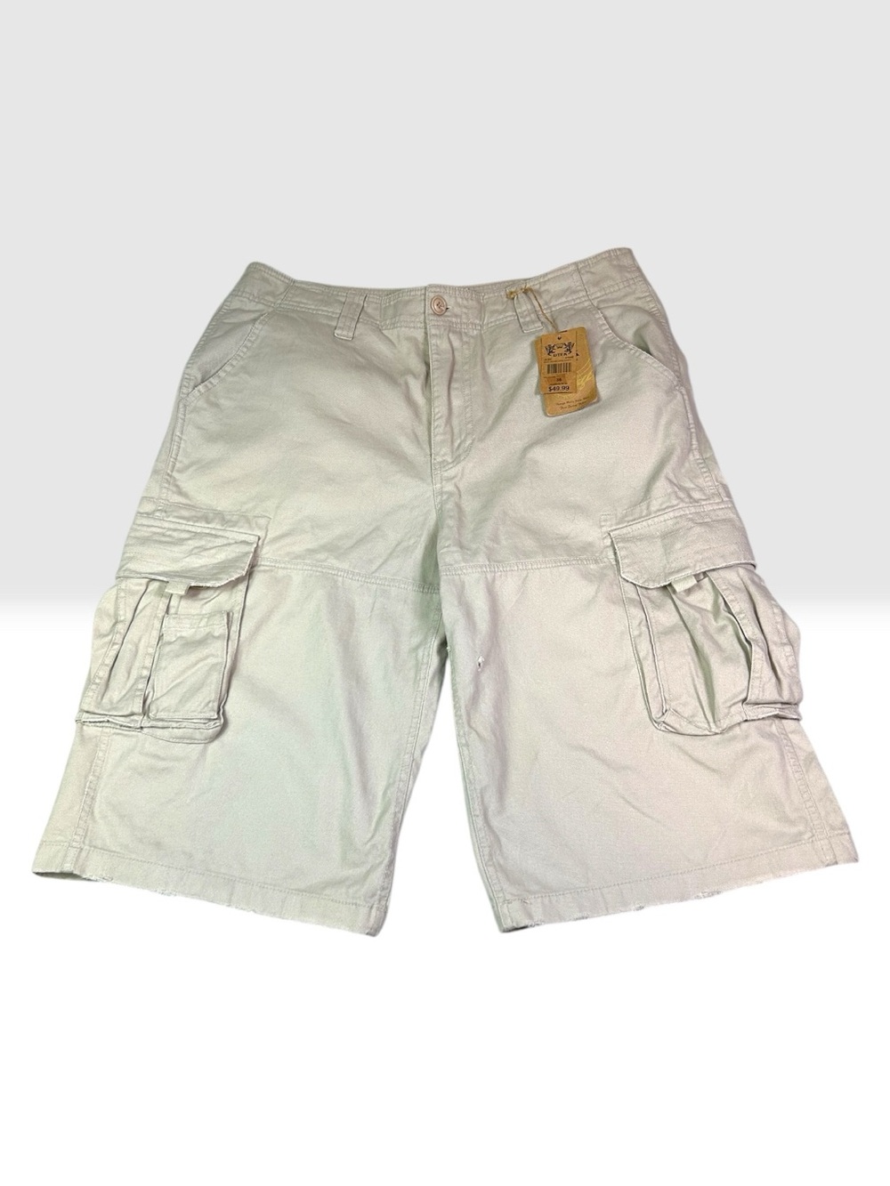 Men’s Cargo Shorts Size 36 Khaki Utility Tactical Y2K Streetwear Relaxed Fit NWT